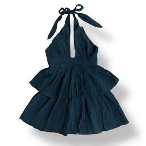 Olivaceous NWT Charlotte Crinkle Mini Dress Size S‎ Black Boho